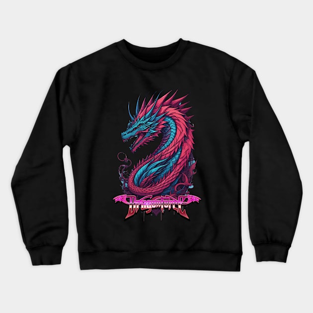 DragonForce neon wave art Crewneck Sweatshirt by DeathAnarchy